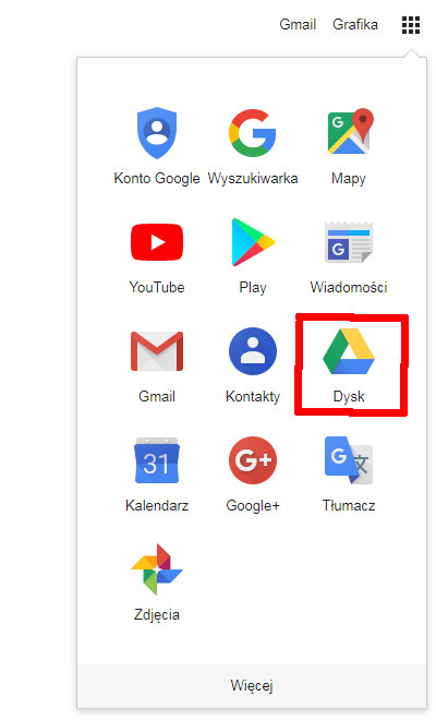 wybór narzędzi Google