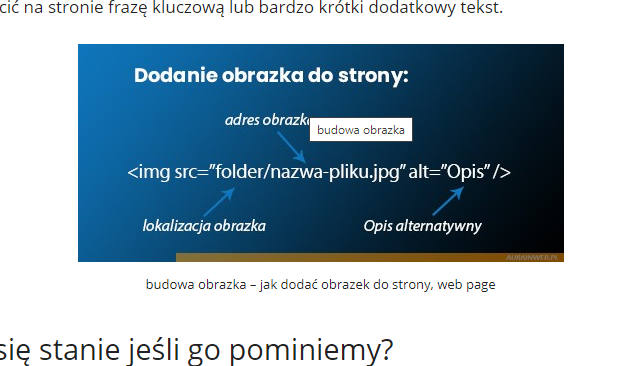 alternative text na stronie internetowej
