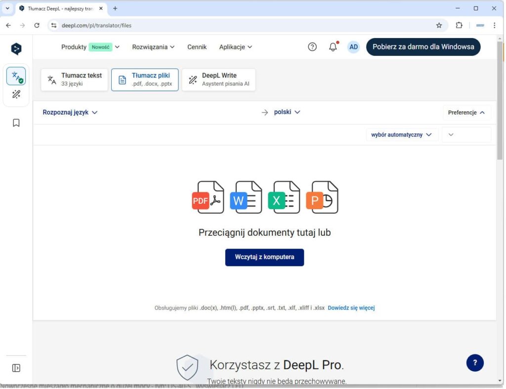 DeepL tłumacz, translator